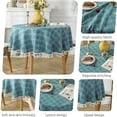 thumbnail image 2 of Round cotton and linen tablecloth Anti-stain fringed tablecloth Washable table protector 140x140cm, 2 of 5