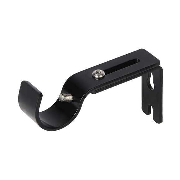 Clearance! Adjustable Curtain Rod Brackets 1 Pack Heavy Duty Drapery Rod Holders Hardware Window Curtain Rod Support Hanger for 1 Inch Rod with Installation Screws (Black) One Size Black