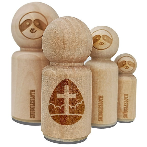 Easter Egg Christian Cross Cloudy Sky Rubber Stamp for Scrapbooking Crafting Stamping - Mini 1/2 Inch