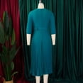 thumbnail image 4 of AURA Women’s Pleated Midi Dress Suit Collar High Waist Three Quarter Sleeve Solid Color S XXXL, 4 of 7