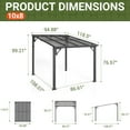 thumbnail image 5 of NETAJE 8'x10' Outdoor Splicable Gazebo, Hardtop Wall Mounted Gazebo & Pergola with Aluminum Frame and Sloping Roof, for Backyard, Deck, Patio-Gray, 5 of 8
