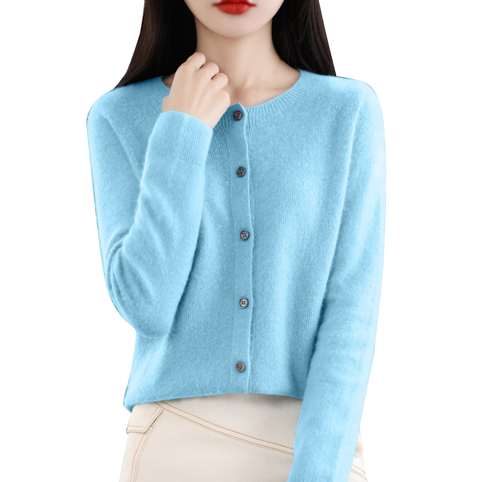 ManxiVoo Women's Classic Knit Cardigan Button Down Long Sleeve