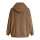 thumbnail image 4 of Gibobby Chamarra mujer, Moda Mujer Invierno Abrigo de Felpa Empalme con Capucha Manga Larga Bolsillo con Cremallera cálida Chaqueta Suave(Caqui,XG), 4 of 5