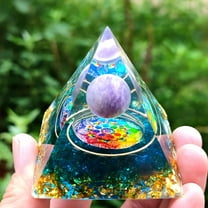 LAMIRO Amethyst Crystal Healing Pyramid Obsidians Chakra Energy Orgone Stones