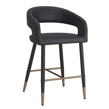 Modern Faux Leather and Metal 26" Counter Height Stool Set of 2 Black