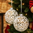 thumbnail image 2 of SLEETLY 4-Pack Large White Swirl Christmas Ball Ornaments – Big 4.72” Shatterproof Decorations for Holiday Xmas Tree Decor, 2 of 6
