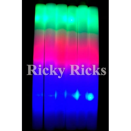 (12 Pack) Light-Up Foam Sticks LED Rally Rave Cheer Tube Soft Glow Baton Multi-Color Wands Wedding Favors