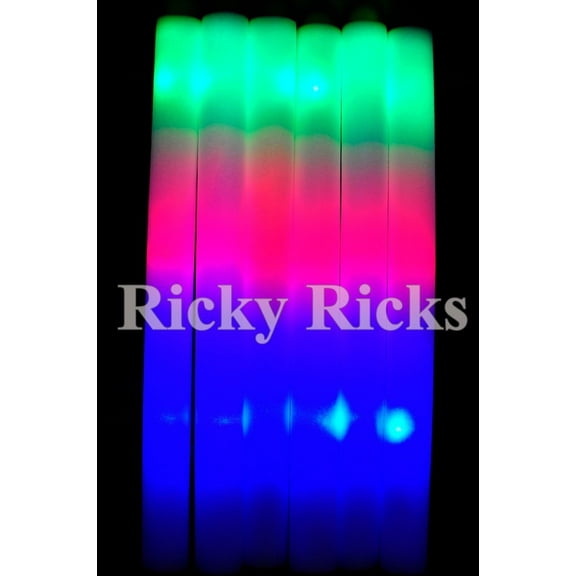 (12 Pack) Light-Up Foam Sticks LED Rally Rave Cheer Tube Soft Glow Baton Multi-Color Wands Wedding Favors