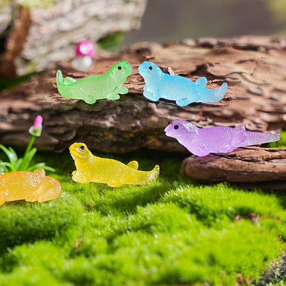 OUNONA 12Pcs Assorted Color Resin Lizard Figurines Glow in The Dark for Indoor Outdoor Use