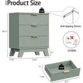 thumbnail image 2 of FANRAL 3 Large Drawer Nightstand,30" Tall Night Stand,24" Wide Side Table,Wood Fluted Bedside Table Modern End Table Small Dresser for Bedroom,Green Nightstand, 2 of 6