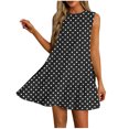 thumbnail image 2 of YueHuiYing Women's Summer Casual Fashion Free-Size Printed Dress Side-Pleated Round Neck Sleeveless Dress, 2 of 7