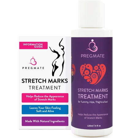 PREGMATE Stretch Mark Treatment Cream with Natural Ingredients Peptides Vitamin C Hyaluronic Acid Best for Pregnancy (4 fl oz / 120 (Best Stretch Mark Cream During Pregnancy)