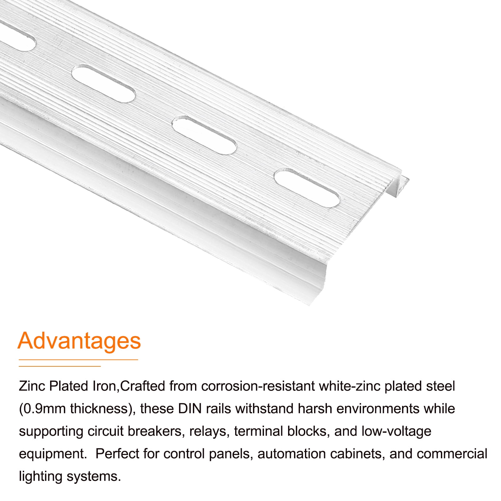 DIN Rail 16" x 1.4" x 0.3" Slotted Zinc Plated Iron Mounting Guide with Stainless Steel Hex Socket Screw 5 Set