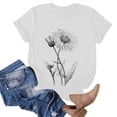 thumbnail image 4 of Wozhidaoke Lightening Deals, Short Sleeve Womens Simple Casual Printing Comfortable Round Neck T Shirt, Floral T-Shirts for Women | Gray S, 4 of 5