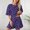 Purple, variant on CHUMUD Pajama Set for Women Petite 2 Piece Soft Comfy Lounge Outfits Cute Printed Short Sleeve Pj Sleepwear Shorts Sets Loungewear Summer Casual