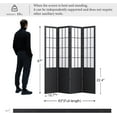 thumbnail image 6 of Room Divider, 66.9Inch Tall Japanese Shoji Style Folding Wood Screen with Double Hinges for Home Office Bedroom Hotel Decoration (4Panels, Black), 6 of 7