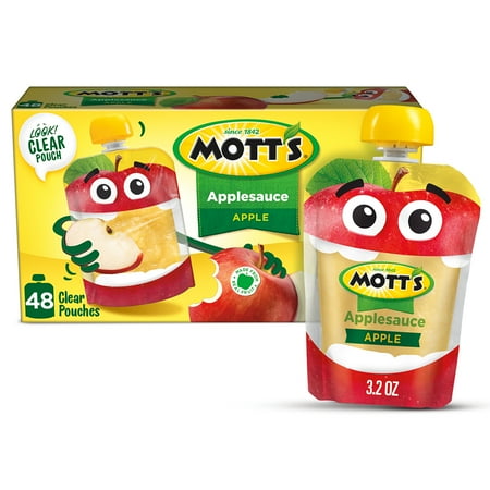 Mott's Applesauce, 3.2 oz, 48 Count Clear Pouches (4 Packs of 12)
