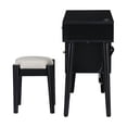thumbnail image 3 of Makeup Vanity With Stool, 39" RetroVanity Desk With 3 Drawers And Rectangular Rattan Drawer, 2 Charging& 2Port For Bedroom, 3 of 9