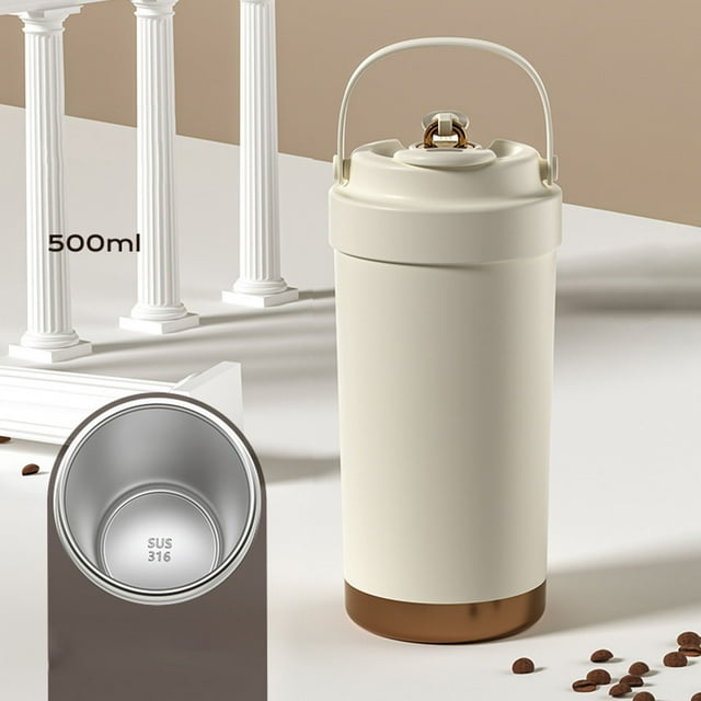 Glass Bottle and Cup Ensemble for Outdoor and Home Use Leak Proof Portable Water Cup with 500ml Capacity Ceramic Inner Liner Stainless Steel Construction Removable Cleaning Accessory Dormitory and