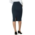 thumbnail image 4 of INSPIRE CHIC Women's Bodycon Pencil Skirt High Waist Stretchy Knee Length Office Work Skirts 2XL Dark Blue, 4 of 7