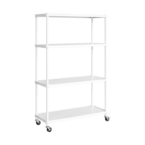 Seville Classics HOME 4-Tier Steel Wire Shelving with Wheels, 36" W x 14" D x 56.5" H, White