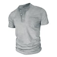 thumbnail image 4 of HOOMEUMY Men's Fashion Button Placket Short Sleeve Tops Lightweight Casual Basic Tees with Pocket for Daily Streetwear & Holiday Gray XXL, 4 of 6