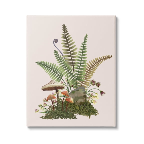 Forest Botanical Mushroom Sprouts Botanical & Floral Graphic Art Gallery Wrapped Canvas Print Wall Art