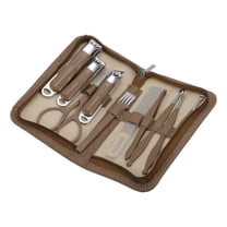 Unique Bargains 10-piece Set Wave Shaped Pattern Bag Nail Clippers Set Brown