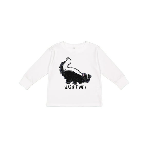 Inktastic Animals Cute Skunk Wasn't Me Boys or Girls Long Sleeve Toddler T-Shirt