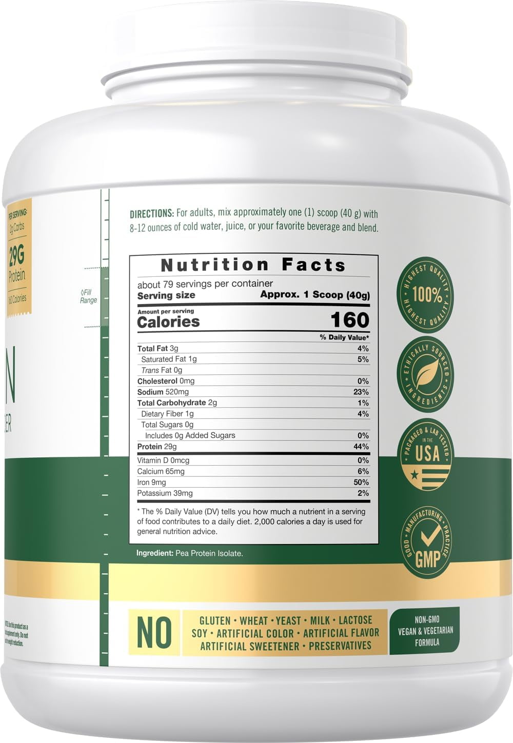 Pea Protein Powder 7lb | Unflavored | 29g Protein Powder for Men and Women | by Carlyle