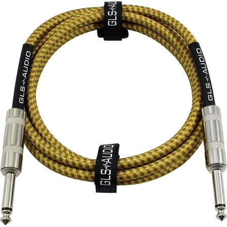 GLS Audio Instrument Cable - 1/4 " TS to 1/4 " - Brown Braided Tweed, 6ft