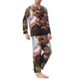 thumbnail image 2 of Picia Romantic Floral Bear Pattern Men’s Long-Sleeve Sleepwear Set - Soft 2-Piece Loungewear with Pockets, Comfy PJs for Relaxing Nights-Medium, 2 of 7