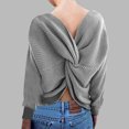 thumbnail image 3 of Women's Twist Knot Sweater Casual V Neck Long Sleeve Shirts Knit Pullover Tunic Tops Jumper Shirts, 3 of 4