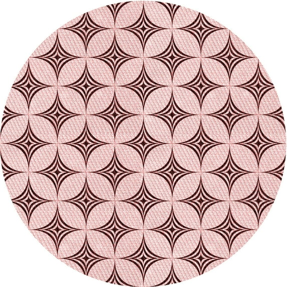 Ahgly Company Machine Washable Indoor Round Transitional Light Rose Pink Area Rugs, 7' Round