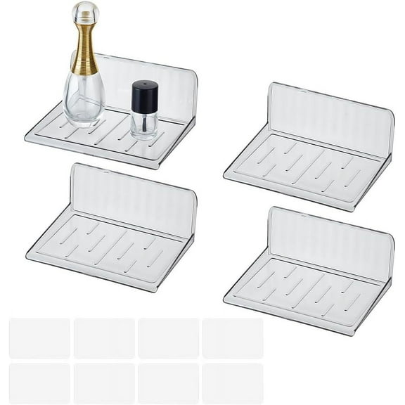 4 Pack Wall Mounted Shelf Display Ledges Small Floating Shelves Acrylic Shelves Adhesive Hanging Shelves Top Box Holders
