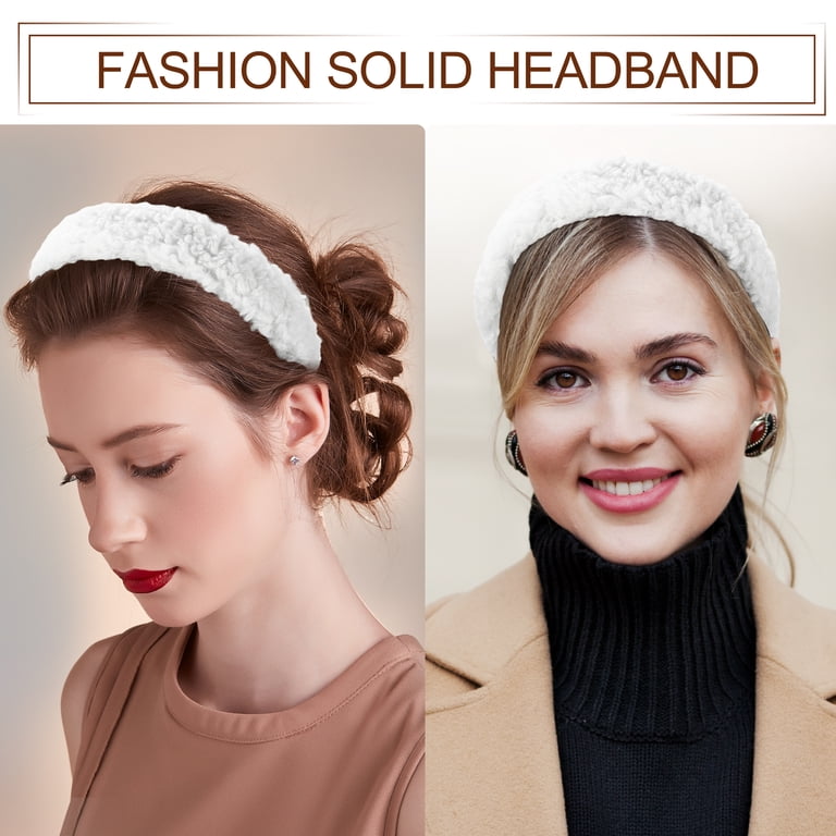Unique Bargains Fluffy Fuzzy Headband Solid Color Hair Band  display picture 2