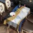 thumbnail image 2 of Blue and Gold Marble Glitter Waves Pattern Rectangle Tablecloth 60"x120",Waterproof Polyester Rectangle Table Cloth, Wipeable Spillproof Polyester Tablecloth for Dining, Camping, Indoor and Outdoor, 2 of 6