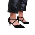 thumbnail image 2 of Where's That From Womens Kennedi Suede Crossover Strap Wide Kitten Heel Shoes, 2 of 3