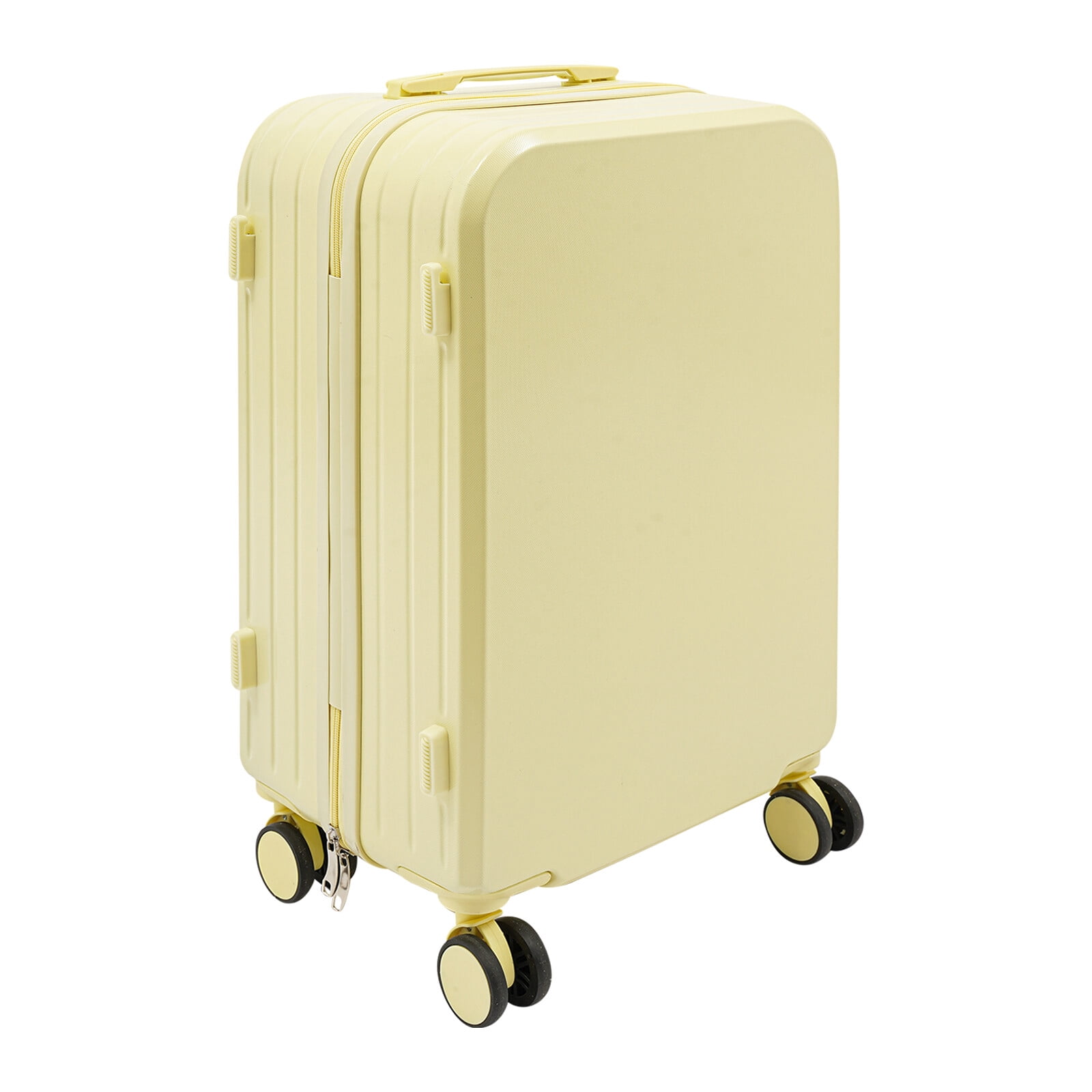 Light Yellow 24 inch Carry On Luggage, Checked Luggage with Cup Holder & Spinner Wheels Carry On Suitcase Airline Approved with USB Interface Lightweight Travel Luggage Suitcase