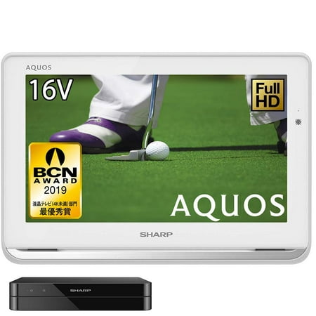 Sharp 16V LCD TV AQUOS 2T-C16AP-W Full HD Waterproof & Wireless Design White 2018 Model
