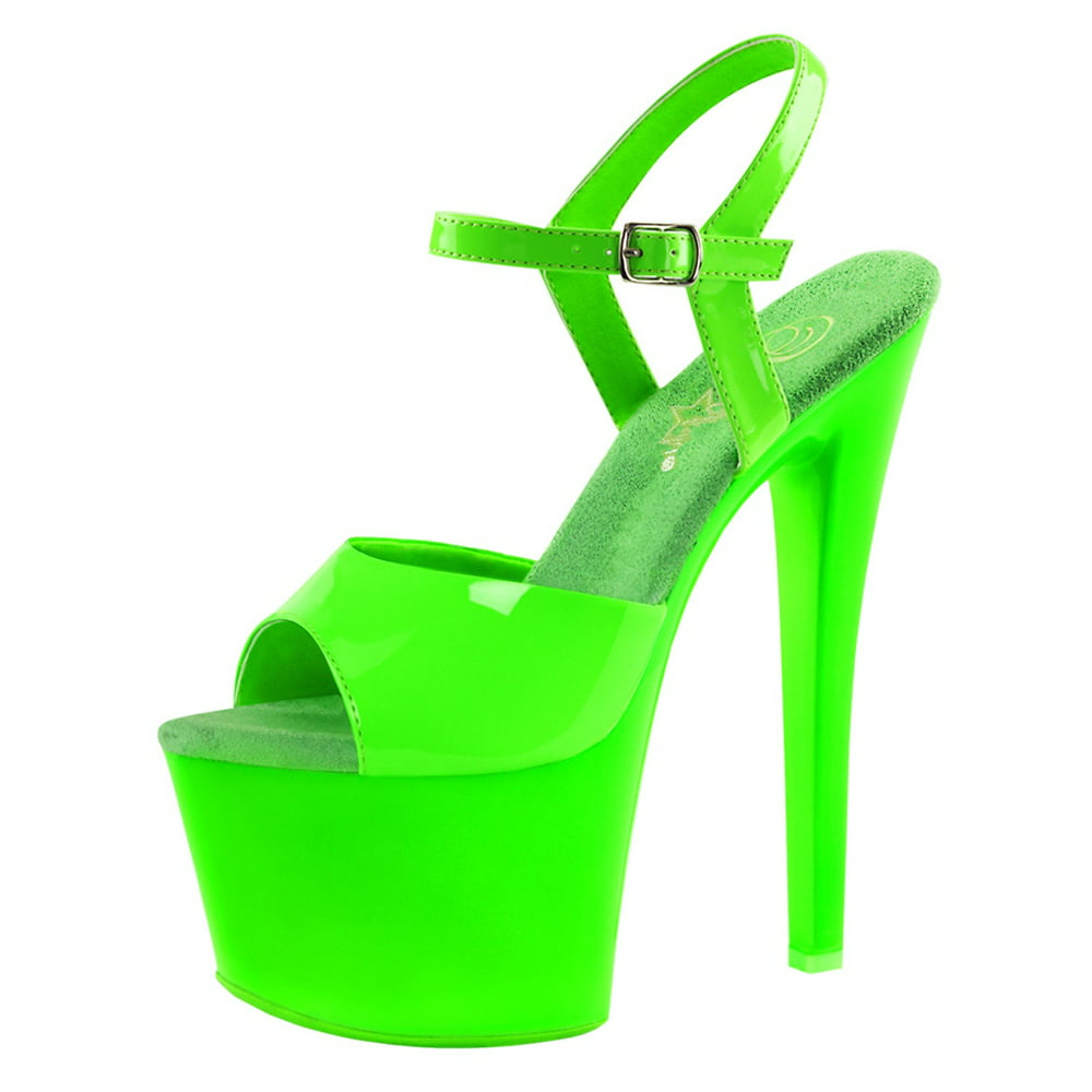 SummitFashions - Womens Neon Green Shoes Platform Sandals Ankle Strap ...