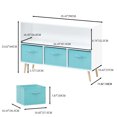 thumbnail image 2 of 2-Tier Bookcase Book Shelf with Collapsible Fabric Drawers, Toy Storage Cabinet Organizer with 4 Pine Legs,   Children's Book Display for Playroom, Living  room, White+Blue, 2 of 9