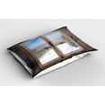 thumbnail image 2 of Ambesonne Rustic Pillow Sham 2 Pack, Winter Season Scene, 26"x20", Umber White Blue, 2 of 3