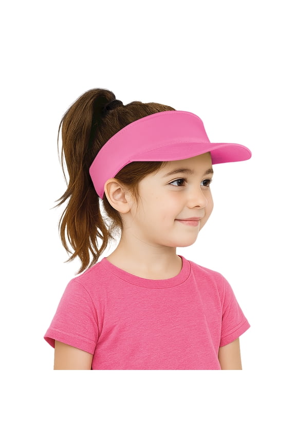 Kids UV Sun Protection Visor Cap, Adjustable Cotton Sun Hat Visors for Boys Girls-Pink