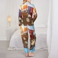 thumbnail image 5 of Kll Trip To London Print Women'S Long Sleeve Pajamas With Pants Sleepwear Loungewear 2 Set-Medium, 5 of 9