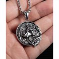 thumbnail image 5 of Collar de lobo de acero inoxidable para hombre, colgante de amuleto, joyería de tótem Animal, 5 of 5