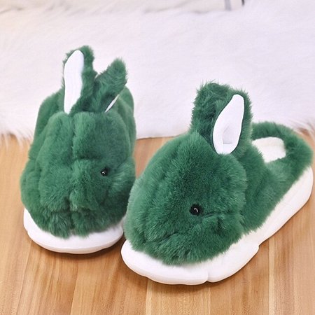 

QWZNDZGR Big Bunny Slippers Bunny Slippers For Women Fur Mules Slides Warm Funny Slippers House Shoes Woman Girls Rabbit Plush Slippers