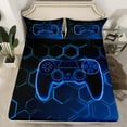 thumbnail image 2 of Castle Fairy Video Game 3pcs Twin Sheet Sets for Teens,Gradient Honeycomb Twin Fitted Sheet,Abstract Gamepads Breathable Flat Sheet,Ultra Soft Home Decor, 2 of 7