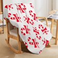 thumbnail image 3 of Candy Cane Red Bow Fleece Bed Blankets,Soft Flannel Cozy Blanket for Adults,Washable Lightweight Fuzzy Blanket Gift for Girls Boys 50X60in, 3 of 6