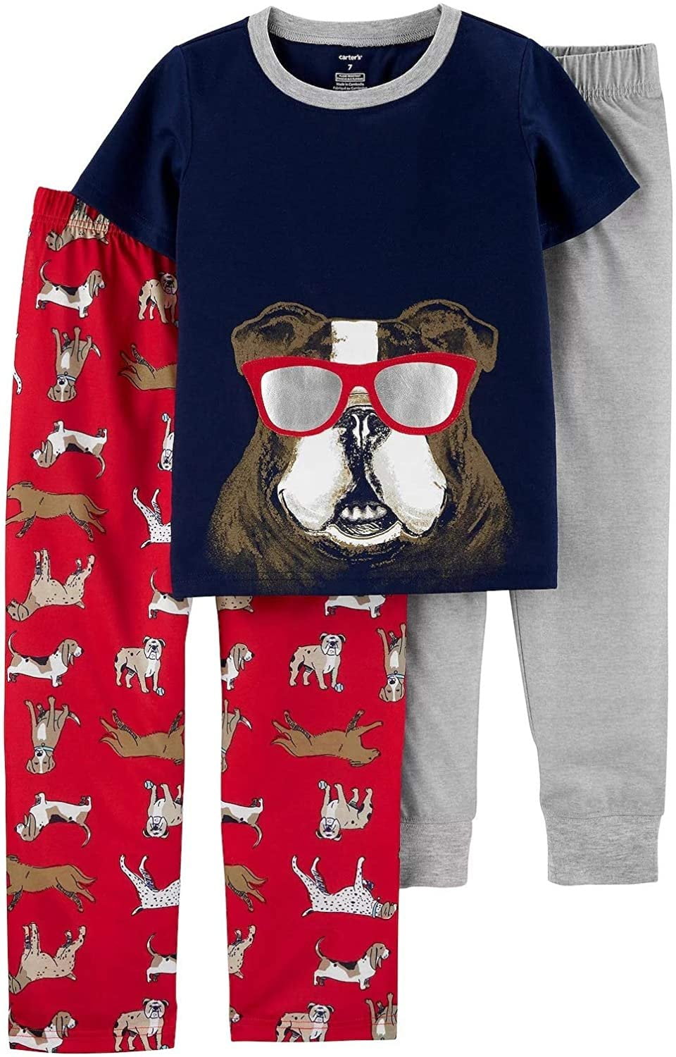 Carter's Boys' 3Piece Poly Pajama Sets 5, Bulldog